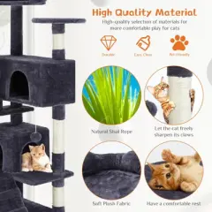Sevobal Pet Tower Multi-Functional Cat Tree House Cat Climbing Frame, Lounge And Recreation Area Detachable Toy, Blue, 50&Prime;*50&Prime;*135&Prime;