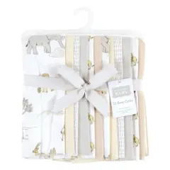 Hudson Baby Cotton Flannel Burp Cloths Bundle, Neutral Safari World, One Size