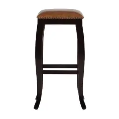 San Francisco Backless Faux Leather Barstool Wood Caramel - Linon