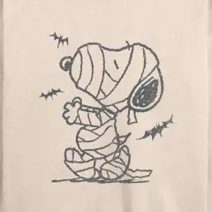 Women's - Peanuts - Snoopy Mummy And Bats Lightweight French Terry Wide Neck Long Sleeve Graphic Shirt