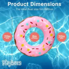 Playbees Donut Pool Float with Colorful Sprinkles - 4PK