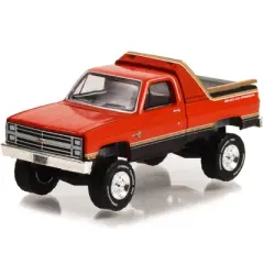 1984 Chevrolet K-10 Scottsdale 4x4 Pickup Truck Red and Black w/Gold Stripes "Sno Chaser" 1/64 Diecast Model Car by Greenlight
