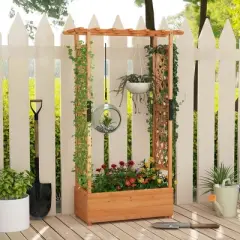 Tangkula Raised Garden Bed Vertical Plant Container for Vine Climbing Plant Flower