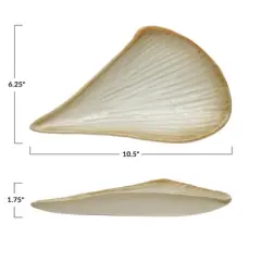 Storied Home Stoneware Pleated Plate, Reactive Glaze, Cream Color (Each One Will Vary)