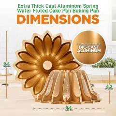 NutriChef Die-Cast Aluminum Spring Water Bundt Cake Pan