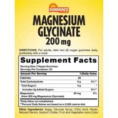 Sundance Magnesium Glycinate Gummies | 200mg | 50 Count | Grape Flavor