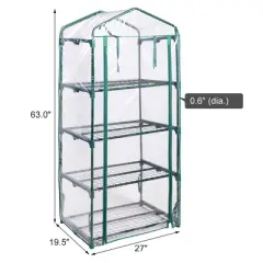 Costway Portable Mini Walk In Outdoor 4 Shelves Greenhouse