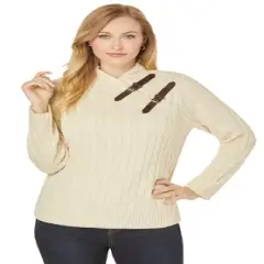 Jessica London Women&rsquo;s Plus Size Buckle-Trim Turtleneck
