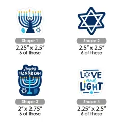 Big Dot of Happiness Hanukkah Menorah - Paper Straw Decor - Chanukah Holiday Party Striped Decorative Straws - Set of 24