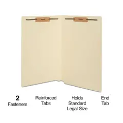 Staples End-Tab Fastener Folders with Reinforced Tabs Legal Size Manila 50/BX 807788