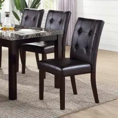 Simple Relax Set of 2 Leroux Upholstered Dining Chairs with Button Tufted in Dark Brown