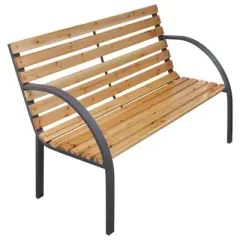 vidaXL Solid Wood Fir Patio Bench 44.1" - Industrial Style Outdoor Seating - Durable, Comfortable and Safe - Perfect for Garden/Patio/Lawn