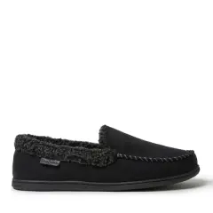 Dearfoams Men's Eli Microsuede Moccasin Slipper with Whipstitch