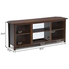Costway TV Stand 58 inch Entertainment Media Console Center Up to 65 inch Coffee or Black with 2 Tiers