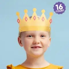 Big Dot of Happiness Paper Crown Headbands for Kids Prince or Princess Birthday Party, DIY Royal Crowns Party Hat Favors, 16 Count