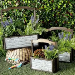 Farmlyn Creek 3 Packs Galvanized Metal Planter Box with Handle for Garden and Farmhouse D&eacute;cor, 3 Sizes