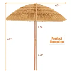 Costway 6.5 FT Thatched Beach Umbrella Tilt Tiki Hawaiian Patio Portable