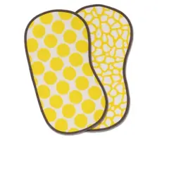 Bacati - Ikat Yellow/Gray Dots/Giraffe Muslin 4 pc set of Bibs & Burp Cloths Set