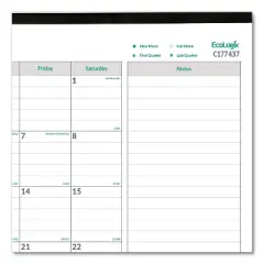 EcoLogix Monthly Desk Pad Calendar, EcoLogix Artwork, 22 x 17, White/Green Sheets, Black Binding, 12-Month (Jan-Dec): 2026