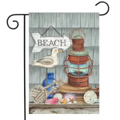 Beachy Vibes Summer Garden Flag Nautical Rustic Lantern 12.5"x18" Briarwood Lane