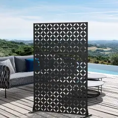 Lirago 72 in. Galvanized Fence Panels Outdoor Privacy Screen Black