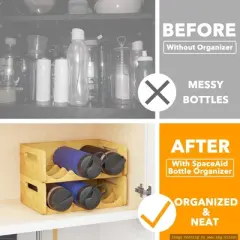 Water Bottle Organizer with Labels for Kitchen and Pantry,2 Pack 3-Slot, Hold 6 Bottles