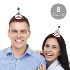 Big Dot of Happiness Stars and Stripes - Mini Cone Memorial Day, 4th of July & Labor Day USA Patriotic Party Hats - Small Little Party Hats - Set of 8