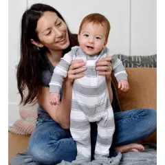 Burt's Bees Baby&reg; Rugby Striped Organic Cotton Sleep N' Play - Heather Gray