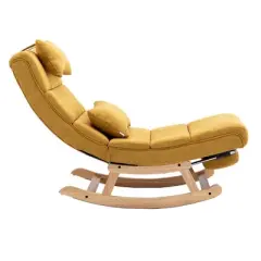 Upholstered Rocking Chair, Upholstered Nursery Glider Chair with High Backrest,Comfy Rocking Accent Armchair for Living Room Bedroom Office