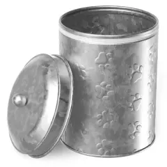 Amici Pet Puppy Paws Metal Food Canister, 64 oz. , Galvanized Metal