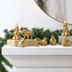 8pk Christmas Poly Figural Decor Set Birds/Bunny/Trees Gold - Wondershop&trade;