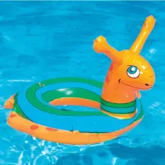 Swimline 24" Snail Inflatable Children's 1-Person Swimming Pool Ring Tube Pool Float - Orange/Blue
