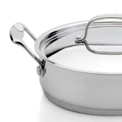 BergHOFF 18/10 Stainless Steel Deep Skillet 10" With Stainless Steel Lid, Silver