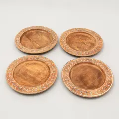 13" Wood Charger Plate Wooden Dinning Placemat，Artisan Wood Tableware，Handcrafted