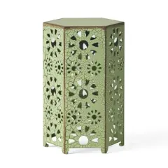 Syemin Patio End Tables Accent Side End Table for Outdoor and Indoor, Garden, Backyard Use, Special Design, Green, 12"*10.5"*18.5"