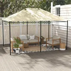 Outsunny 10' x 13' Gazebo Canopy Replacement, Patio Gazebo Roof with Top Vents