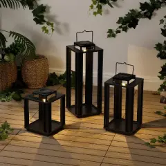 JONATHAN Y Leland Modern Industrial Integrated Indoor/Outdoor LED Solar Powered Lanterns