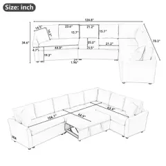 NicBex Modern 124.8" Pull Out Sofa Bed Chenille Convertible Sleeper Sofa with USB Ports for Living Room