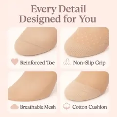 Women&rsquo;s 3- Pack Non-Slip Sheer Ankle Socks &ndash; Breathable Nylon with Cushioned Cotton Sole