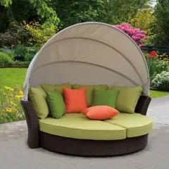 Courtyard Casual Green Eclipse Outdoor Expandable Oval Daybed with Canopy