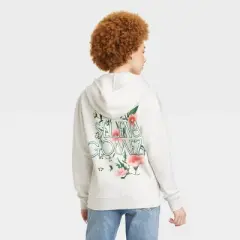 Women's Selena Gomez Floral Zip-Up Graphic Hoodie - Gray