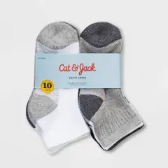 Boys' 10pk Ankle Socks - Cat & Jack&trade; White/Gray/Black