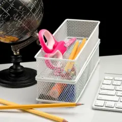 YBM Home White Mesh Drawer and Desk Organizer Tray, Pack of 2