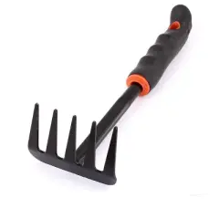 Unique Bargains Metal Plastic Garden Rake Hand Tool Black 1 Pc