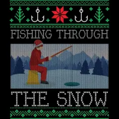 Junior's Design By Humans Christmas Ice Fishing Through Snow Fishing Ugly Christmas Sweate By pahari T-Shirt