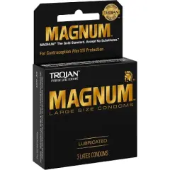 Trojan Magnum Large Size Lubricated Latex Condoms, 3 Count