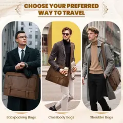 Mens Messenger Bag 17 Inch Waterproof Vintage Leather Laptop Briefcase Large Computer Laptop Bag Satchel Bag Retro Shoulder Bag,Brown