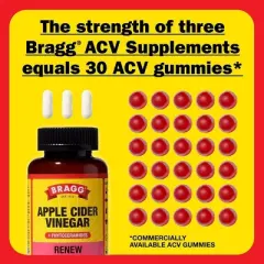Bragg Apple Cider Vinegar Renew Vegan Dietary Supplement Capsules - 90ct