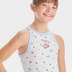 Girls' Cowboy Boots Floral High-Neck Graphic Tank Top - art class&trade; Blue/Off-White
