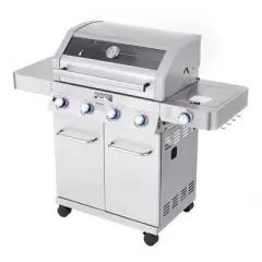 4-Burner Propane Stainless Steel Gas Grill with ClearView Lid Model 41847NG - Monument Grills